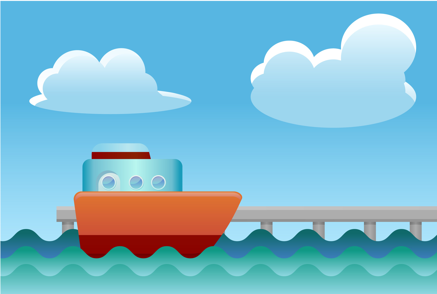 Caricature ship docking vector image